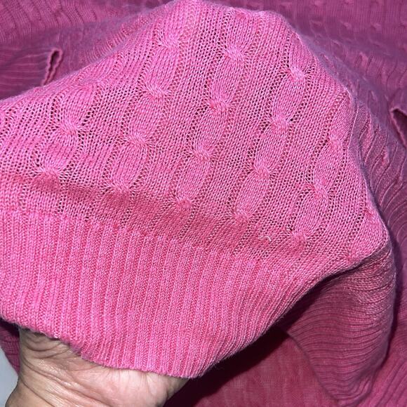 J.Crew Sweater Women’s Size M Pink Cable Knit Linen V Neck Pullover Long Sleeve - Picture 14 of 14